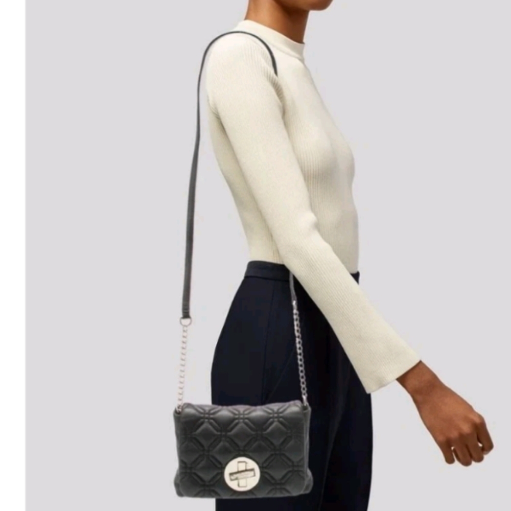 Kate Spade Astor Court Naomi Quilted Black Leather Bag Purse EUC